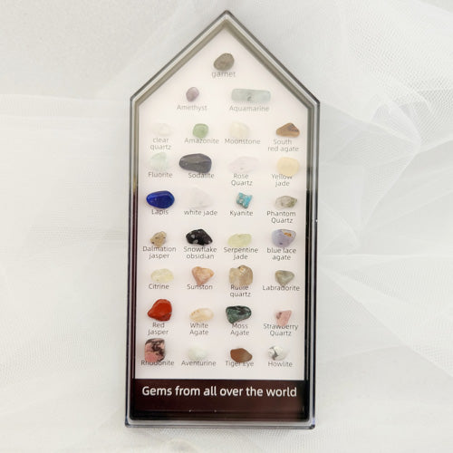 Tiny Raw Gems From All Over the World Display Case (approx. 15x7cm)