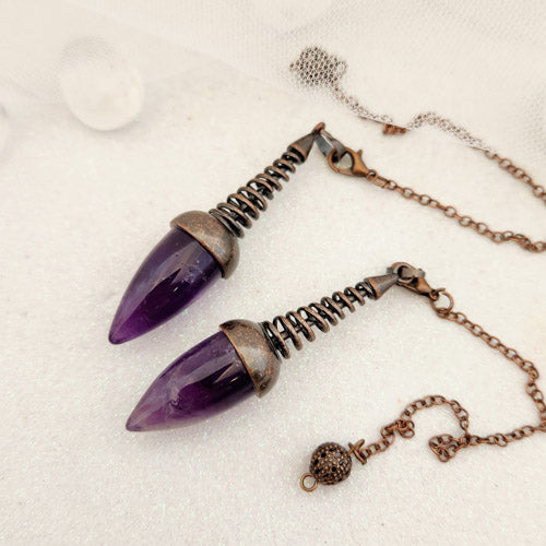 Amethyst Pendulum with Copper Plated Brass Findings & Chain (assorted)