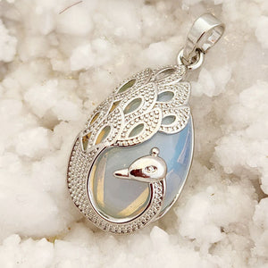 Opalite (man made) in Peacock Setting Pendant