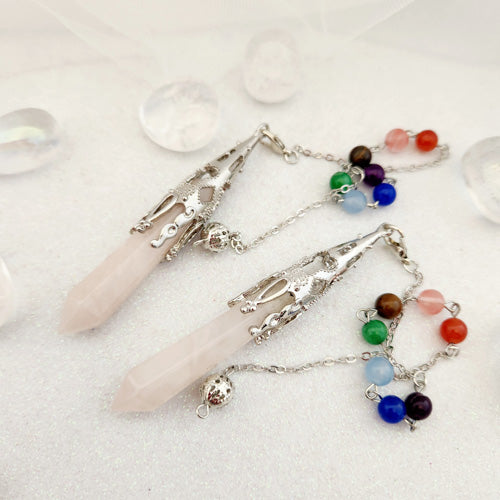 Rose Quartz Chakra Point Pendulum