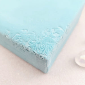 Light Blue Velvet Jewellery Gift Box with Floral Pattern