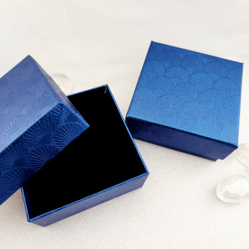 Blue Scallop Pattern Jewellery Gift Box (approx. 7x7x3.5cm)