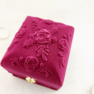 Maroon Velvet Jewellery Gift Box with Roses Embossed