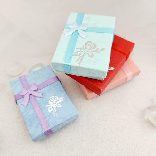 Jewellery Gift Box with Bow & Rose (assorted colours. approx. 7x5x2cm)