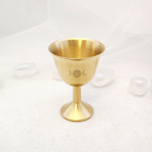 Triple Moon Pentacle Chalice/Goblet (tiny. brass. approx. 5.5x4cm)