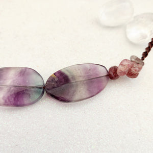 Rainbow Fluorite & Strawberry Quartz Wrapped Pendant