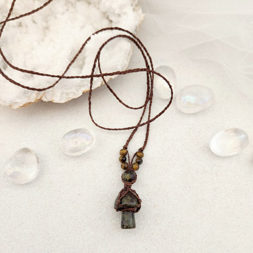 Dragon's Blood Mushroom & Tiger's Eye Wrapped Pendant (hand crafted in Aotearoa New Zealand)