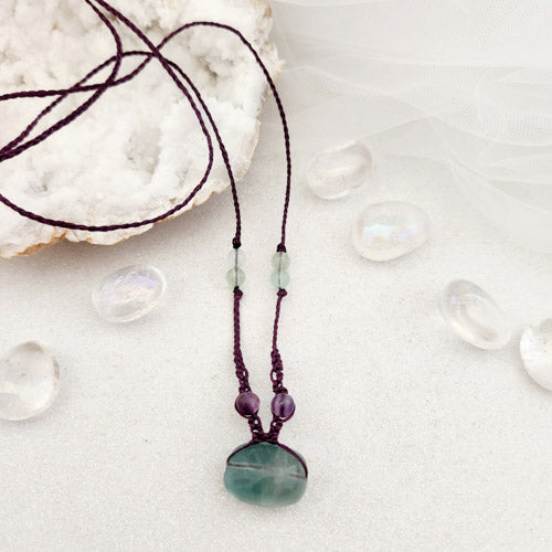 Fluorite Nugget Wrapped Pendant (hand crafted in Aotearoa New Zealand)