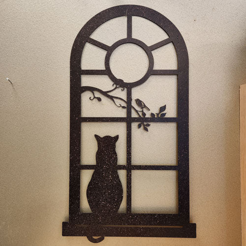 Cat in Window Wall Art (approx. 28.5 x 52cm)