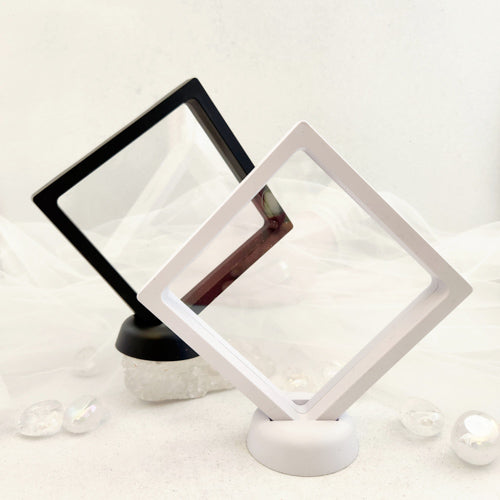 Floating Transparent Acrylic Display Frame with Stand(black or white. pprox. 10.8x10.8x2cm)