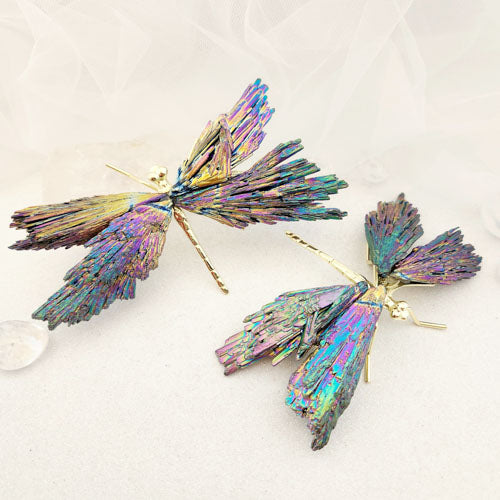 Rainbow Electroplated Black Kyanite Dragonfly (assorted. approx. 13.5-14.7x8.3cm)