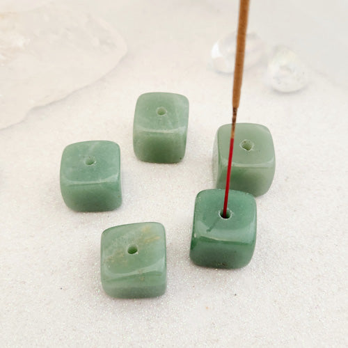 Green Aventurine Cubed Incense Holder (assorted. approx. 1.5-2x2cm)