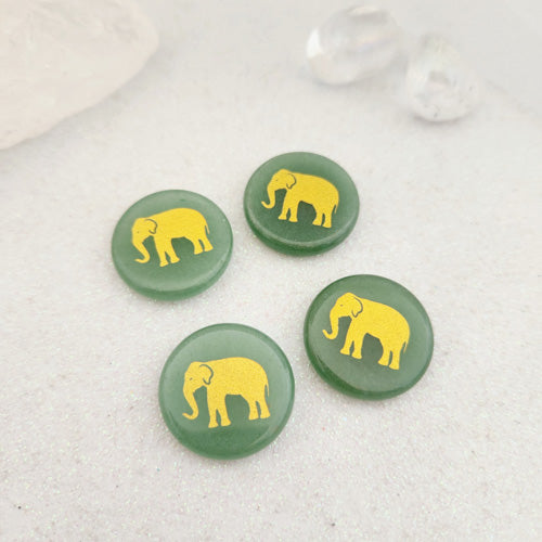 Green Aventurine Elephant Flat Stone (assorted. approx. 2.5cm diameter)