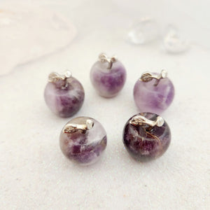 Chevron Amethyst Apple with Rhinestone Leaf