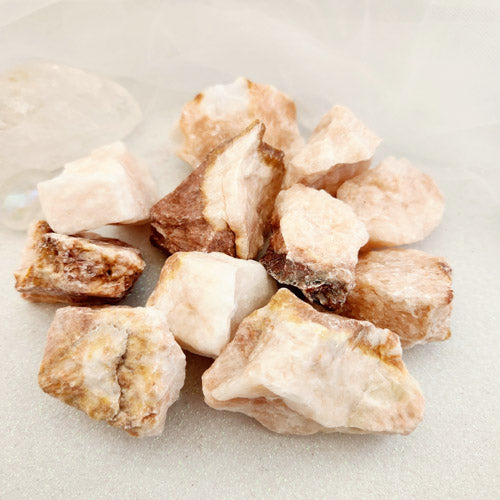 Rose Calcite Rough Rock (pale. assorted. approx. 3.5-6.3x2.9-4.5cm)