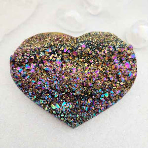 Rainbow Druzy Agate Heart