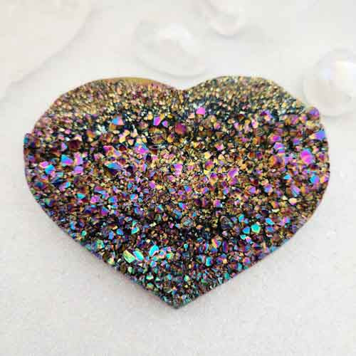 Rainbow Druzy Agate Heart (electroplated. approx. 8.6x10.5x2cm)