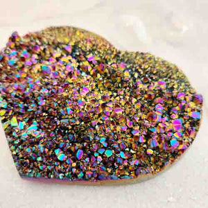 Rainbow Druzy Agate Heart