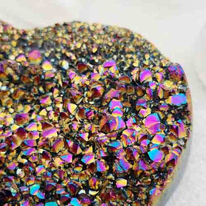 Rainbow Druzy Agate Heart