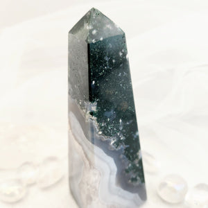 Moss Agate Obelisk