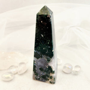 Moss Agate Obelisk