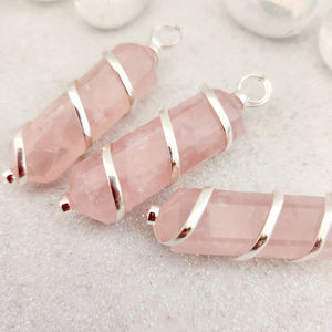 Rose Quartz Double Terminated Wrapped Pendant