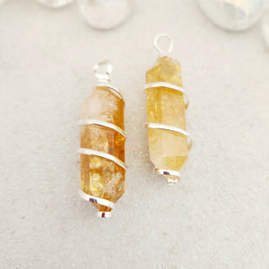 Citrine Double Terminated Wrapped Pendant