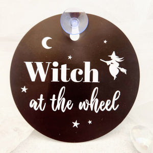 Witch at the Wheel Window Sign