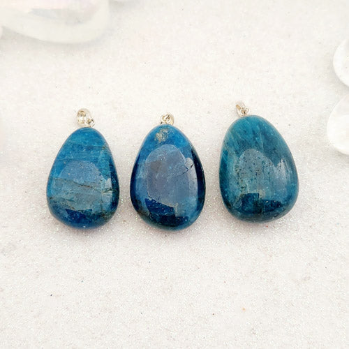 Blue Apatite Tumbled Pendant (assorted. sterling silver bale)