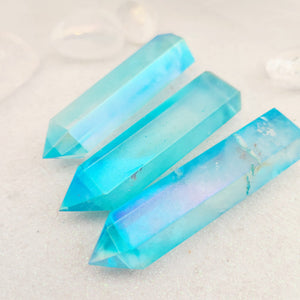 Blue Aura Electroplated Quartz Polished Point