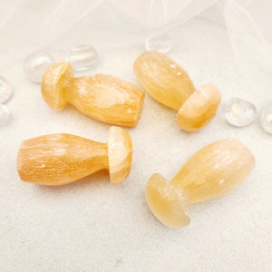 Peach Selenite Crystal Mushroom Cleansing, Calm & Warm Energy