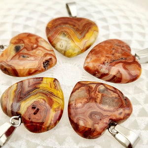 Crazy Lace Agate Heart Pendant