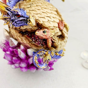 Dragons on Egg with Crystals