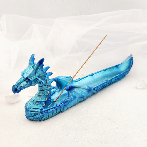 Blue Shimmery Dragon Incense Burner (approx28.3x5x9.2cm)
