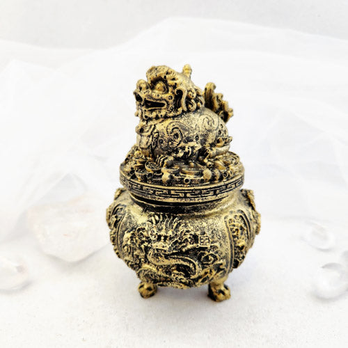 Gold Finish Feng Shui Lion Trinket Box (approx. 12x7cm)