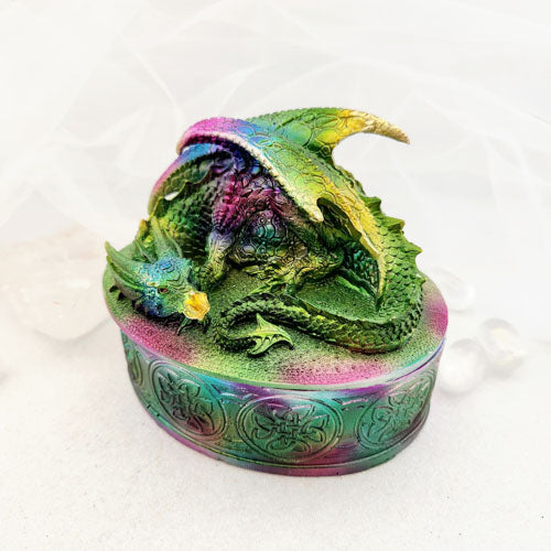 Rainbow Dragon Metallic Look Trinket Box (approx.12x9x8.5cm)