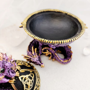 Purple And Gold Dragon Dome Shaped Trinket Box