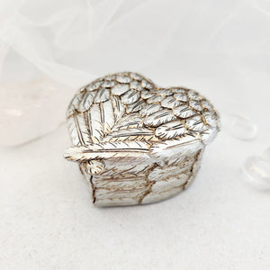 Silver Heart Trinket Box With Wings