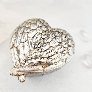 Silver Heart Trinket Box With Wings