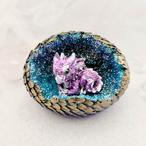 Purple Dragon in Blue Egg with LED