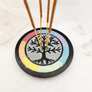Colorful Tree of Life Soapstone Incense Holder