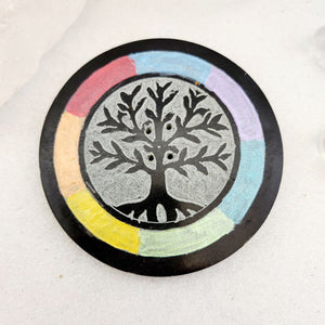 Colorful Tree of Life Soapstone Incense Holder