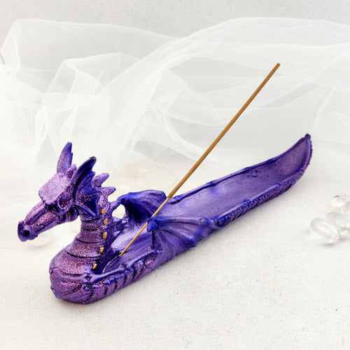 Purple Shimmery Dragon Incense Burner (Approx28.3x5x9.2cm)