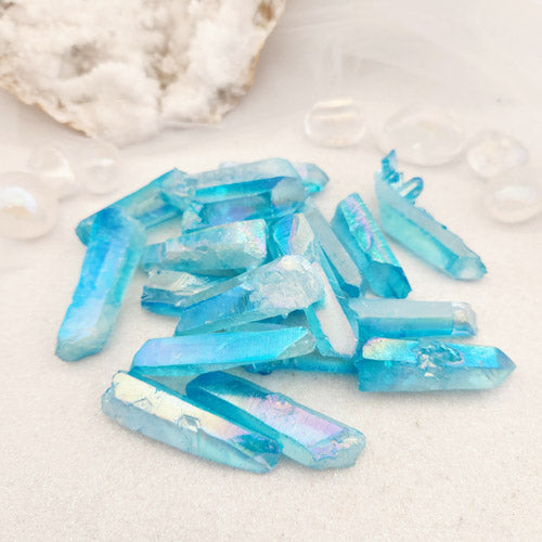 Blue Aura Electroplated Quartz Point (assorted. approx. 4.1-5.3x1.3-2.5cm)