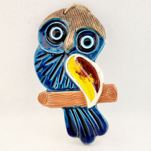 Turkish Hand Painted Blue Eye aka Evil Eye Owl Wall Art