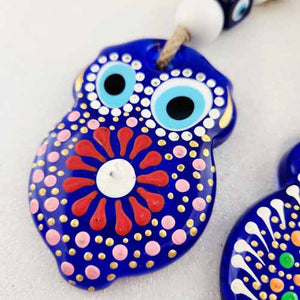 Blue Eye aka Evil Eye Colourful Owl Wall Art