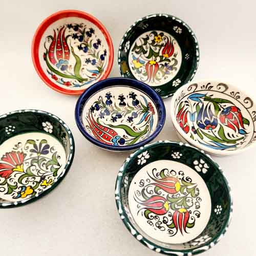 Turkish Ceramic Hand Painted Dish with Tulips (assorted. approx. 8cm)