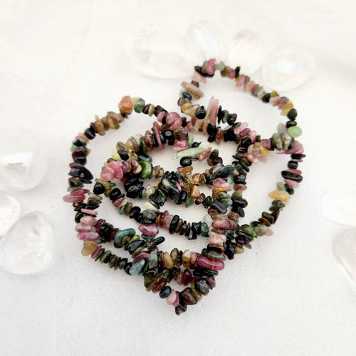 Tourmaline Mix Polished Chip Bead Strand (assorted colours. approx. 88cm long)