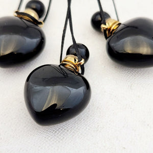 Black Obsidian Heart Keepsake Pendant
