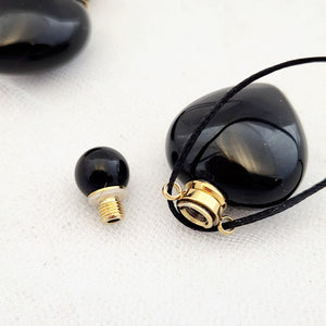 Black Obsidian Heart Keepsake Pendant